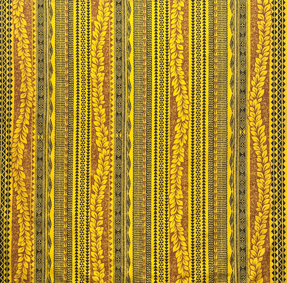 Traditional Tattoo Lei Poly Cotton Fabric - Traditional Polynesian Tattoo Print, 45" Width (1 Yard)