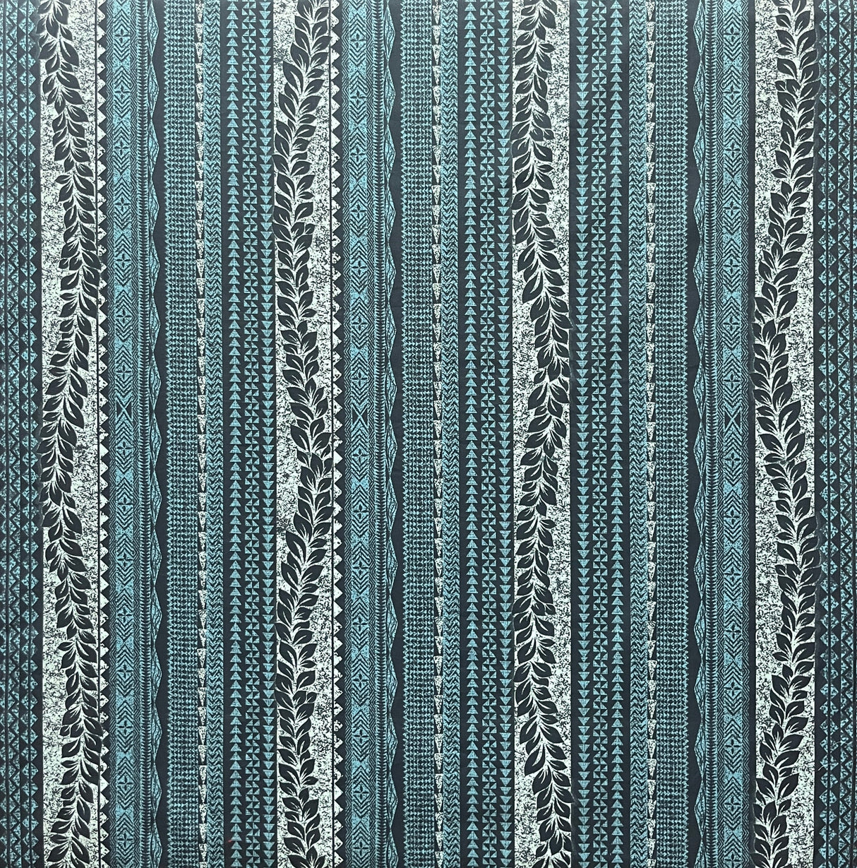 Traditional Tattoo Lei Poly Cotton Fabric - Traditional Polynesian Tattoo Print, 45" Width (1 Yard)