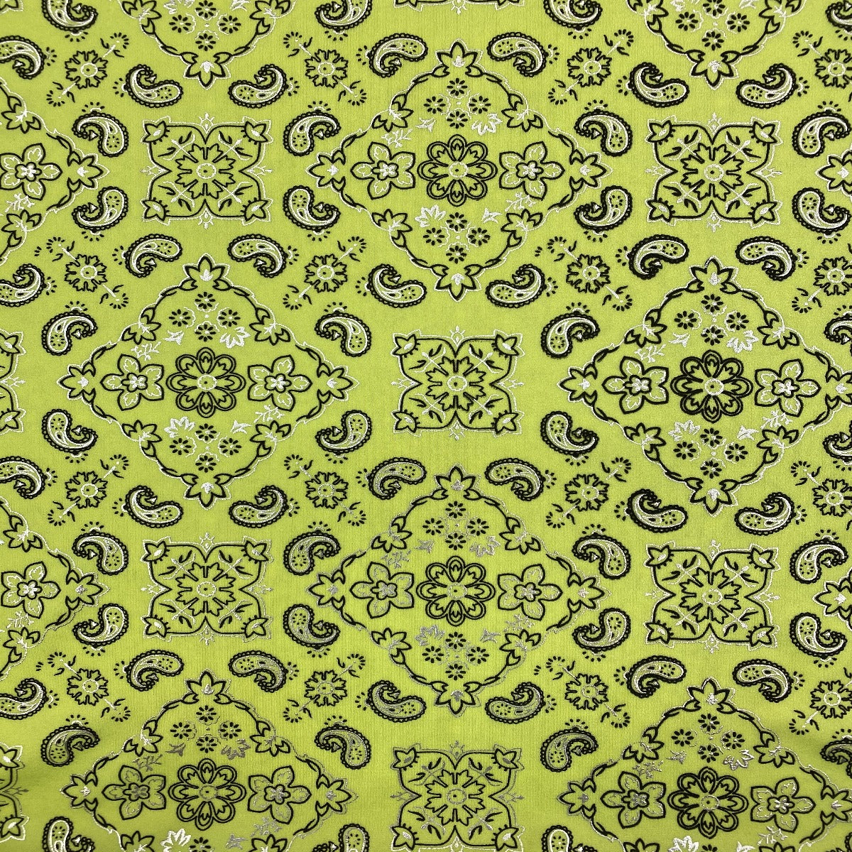Bandana Paisley Print Nylon Spandex Fabric - Paisley Print, 60" Width (1 Yard)