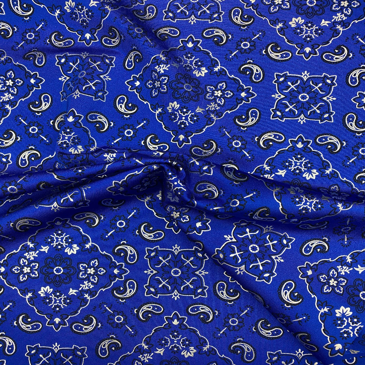 Bandana Paisley Print Nylon Spandex Fabric - Paisley Print, 60" Width (1 Yard)