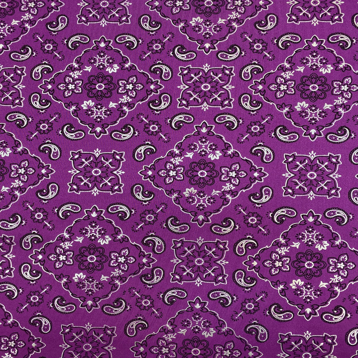 Bandana Paisley Print Nylon Spandex Fabric - Paisley Print, 60" Width (1 Yard)