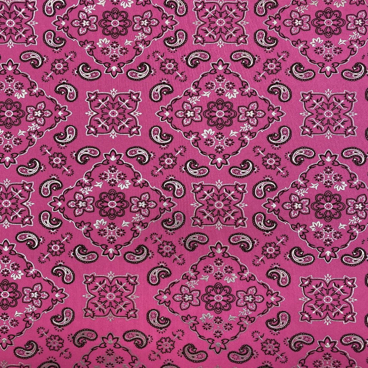 Bandana Paisley Print Nylon Spandex Fabric - Paisley Print, 60" Width (1 Yard)