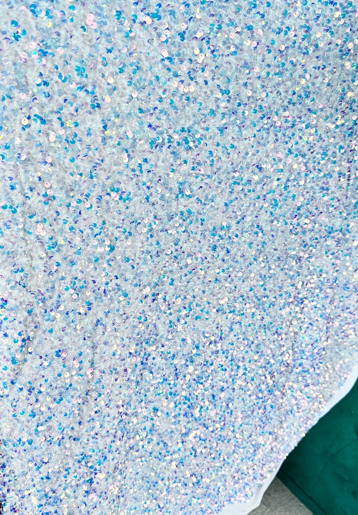 Stretch Sequin on Velvet White