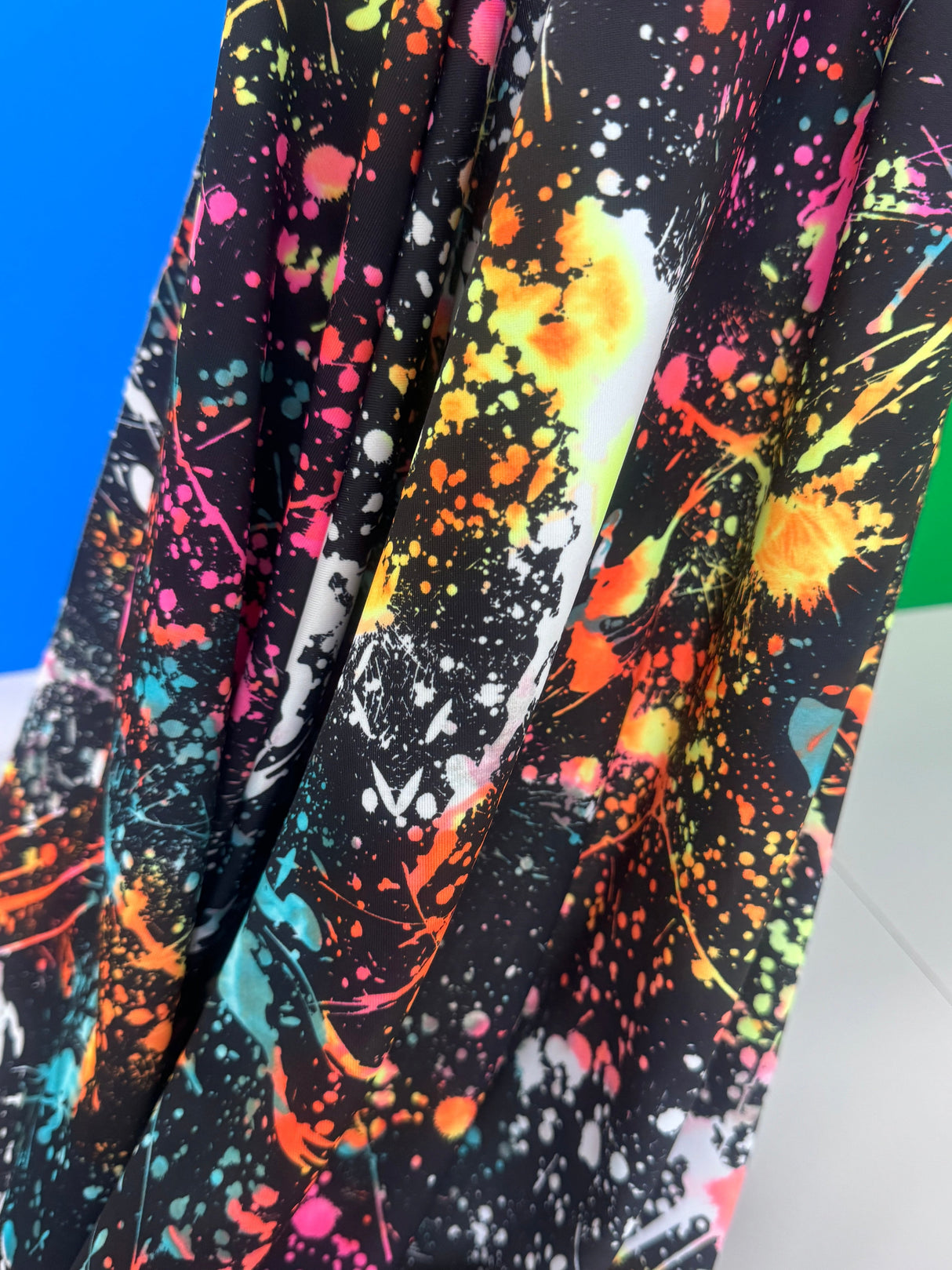 Printed Nylon Spandex Color Splash Rainbow