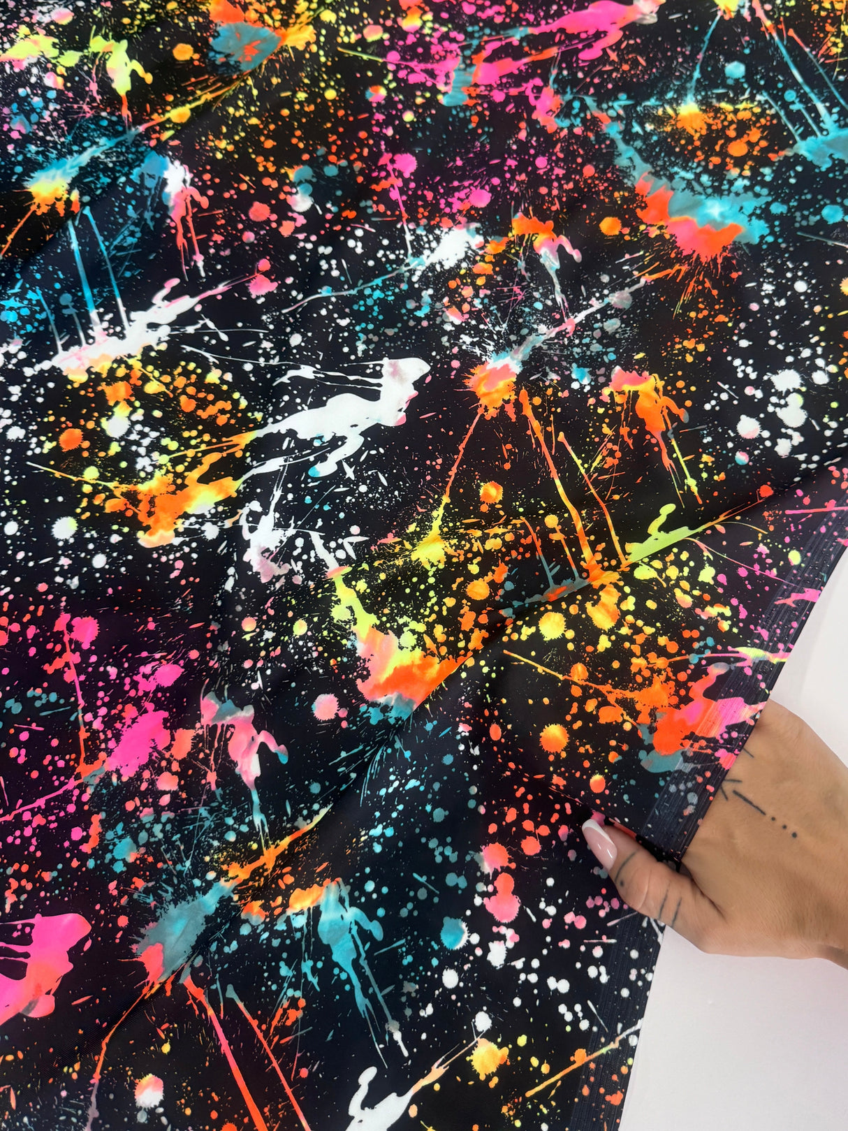 Printed Nylon Spandex Color Splash Rainbow