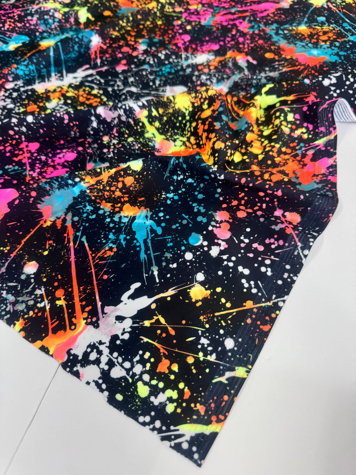 Printed Nylon Spandex Color Splash Rainbow