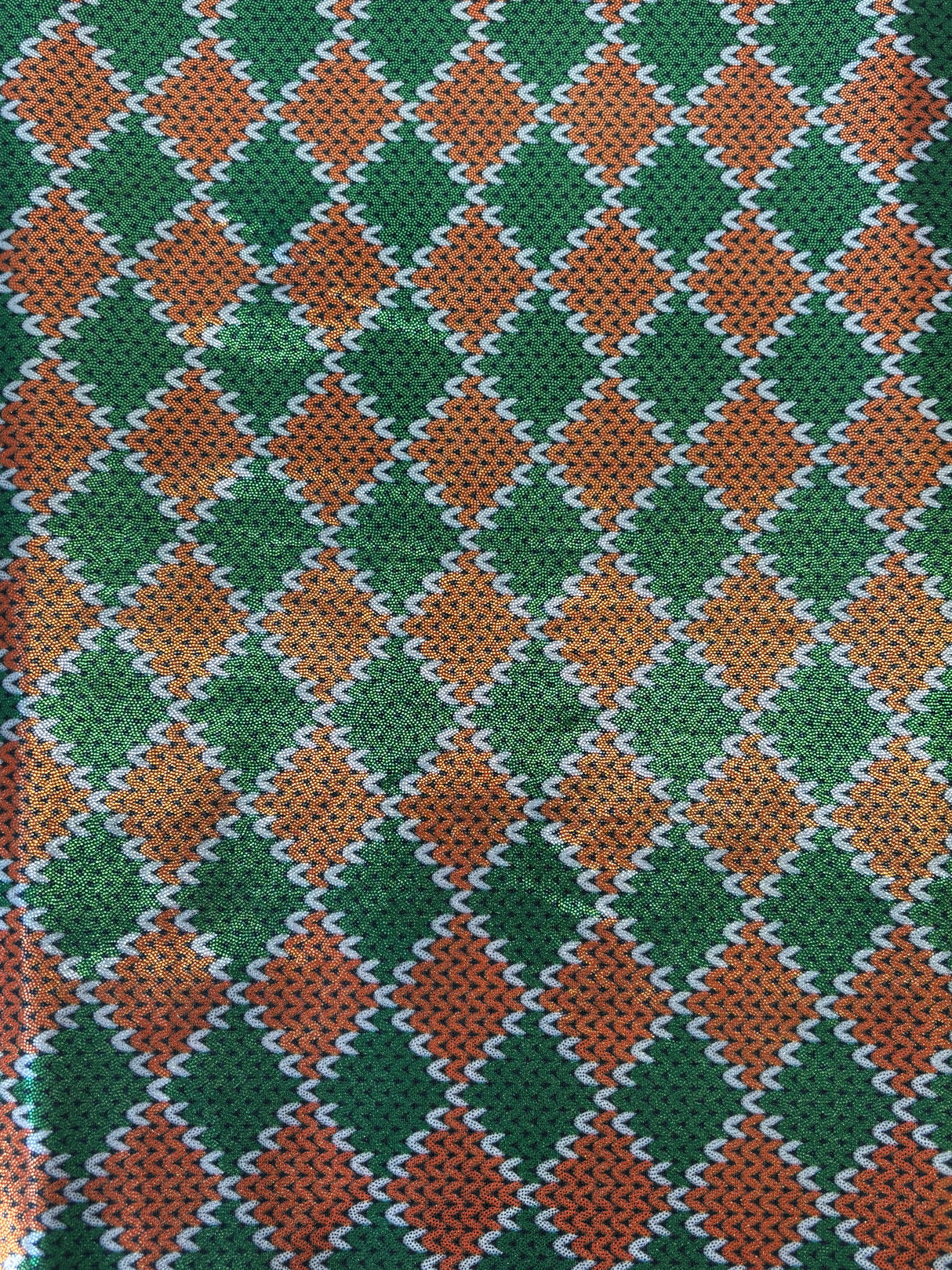 Red And Green Diamond Mystique Spandex Fabric - Red And Green Diamond Pattern, 60" Width (1 Yard)