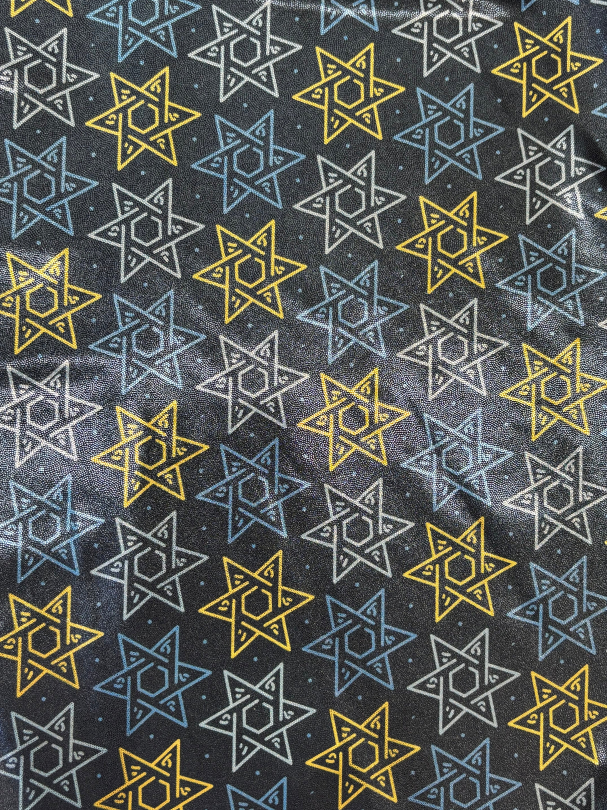 Star Of David Mystique Spandex Fabric - Metallic Star Of David Pattern, 60" Width (1 Yard)