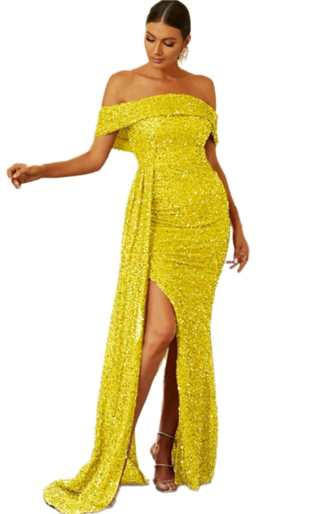 Yellow Sequin Velvet