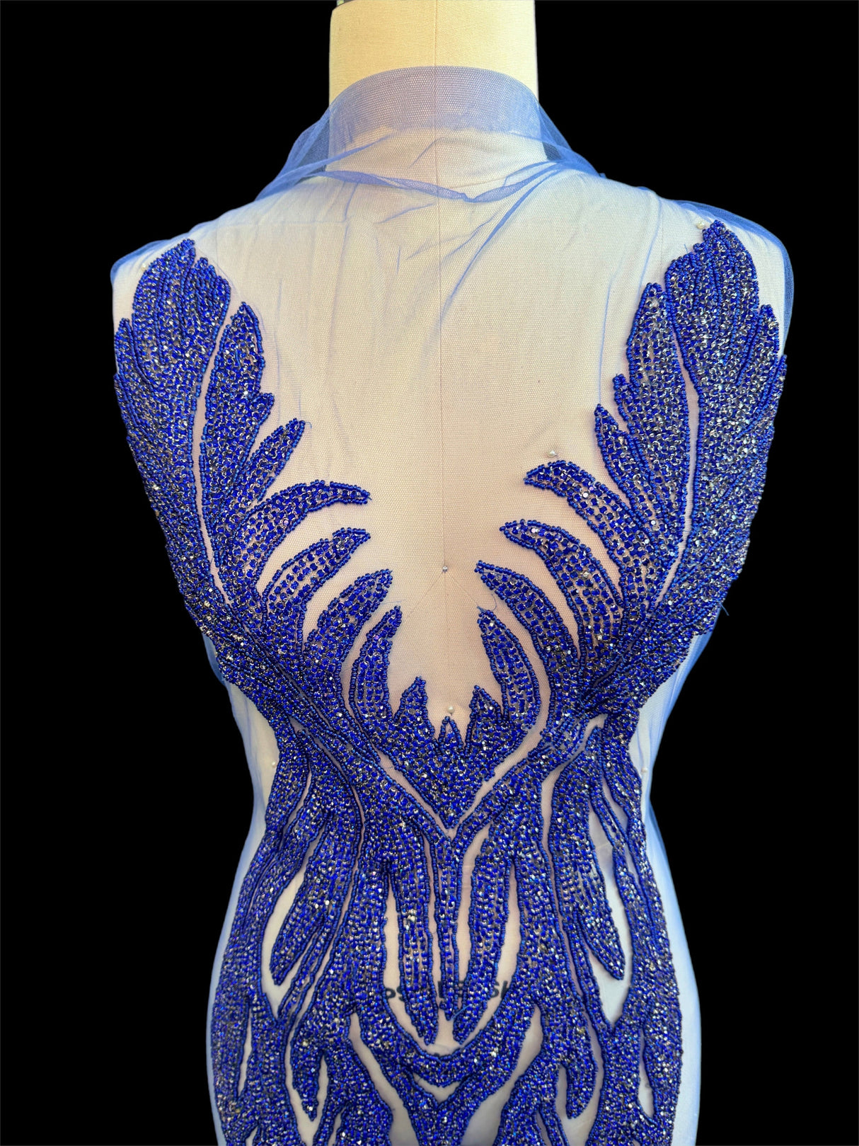 Royal Blue Rhinestone Bodice Applique