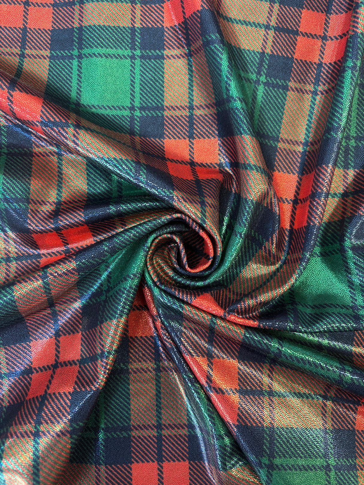 Red And Green Plaid Mystique Spandex Fabric - Red And Green Plaid, 36" X 60" (1 Yard)