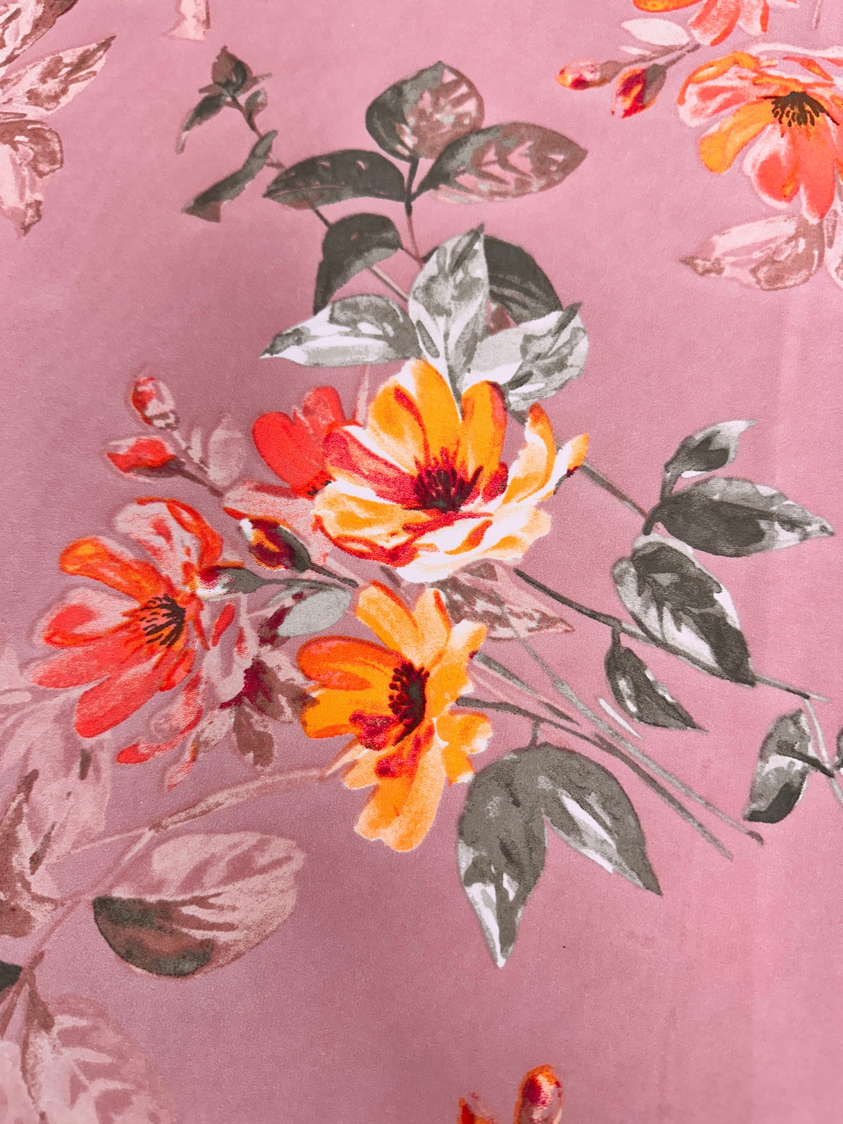 Printed Satin Mauve Floral
