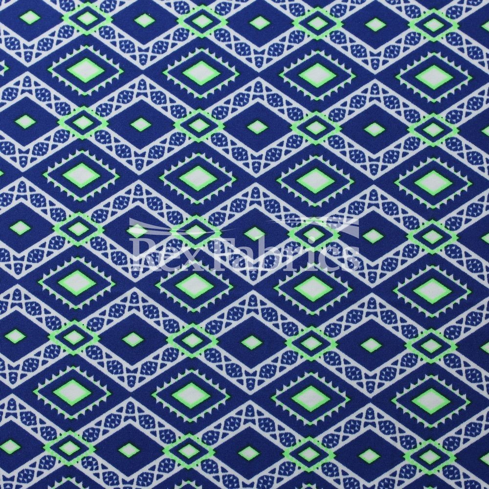 Nomad Nylon Spandex Fabric - Neon Diamond Geometric Print, 58/60" Width (1 Yard)