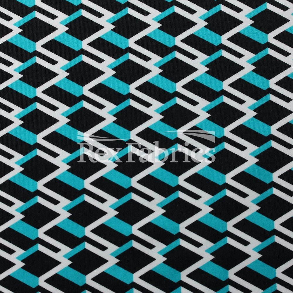 Neo Geo Nylon Spandex Fabric - Black/Neon Geometric Diamond Print, 58/60" Width (1 Yard)