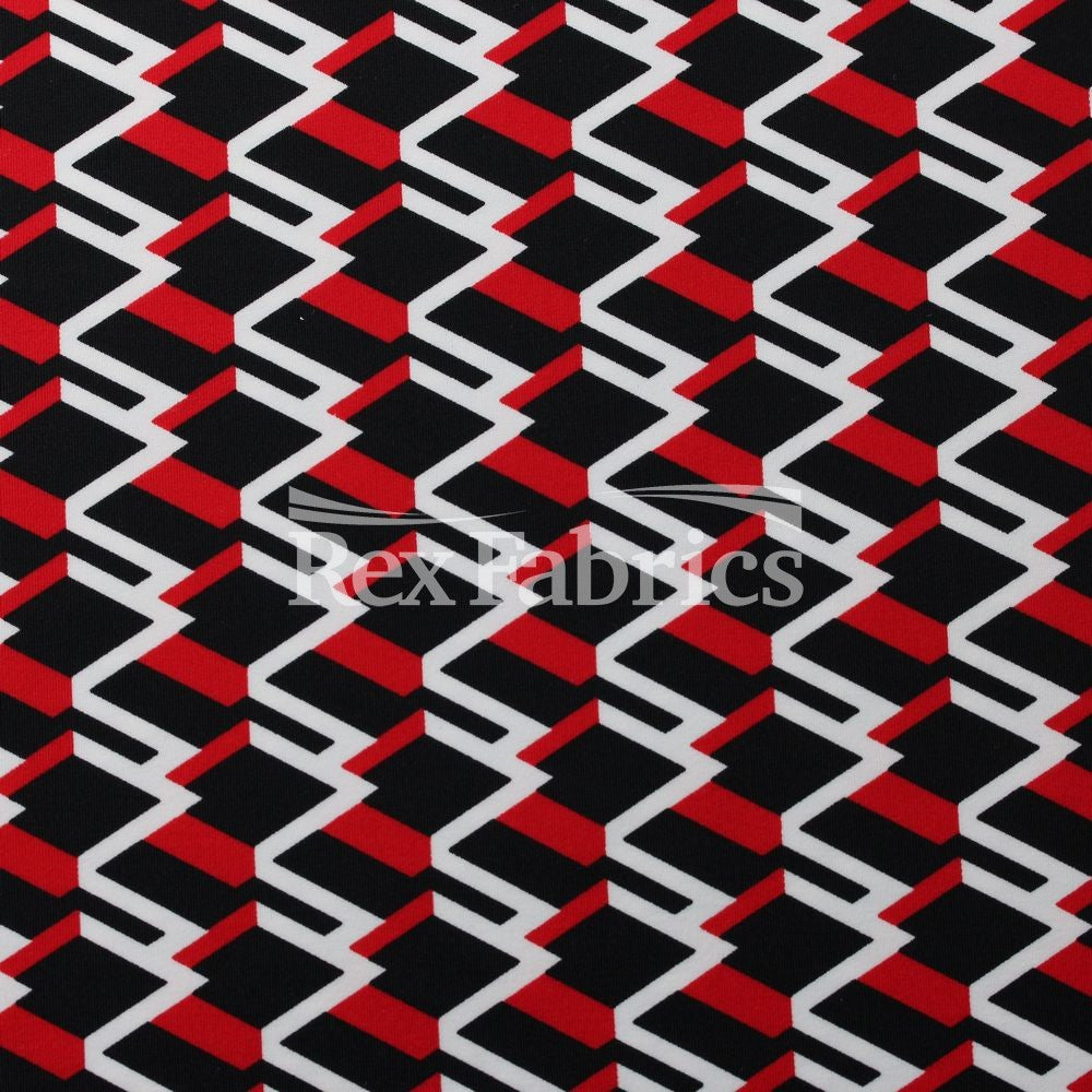 Neo Geo Nylon Spandex Fabric - Black/Neon Geometric Diamond Print, 58/60" Width (1 Yard)