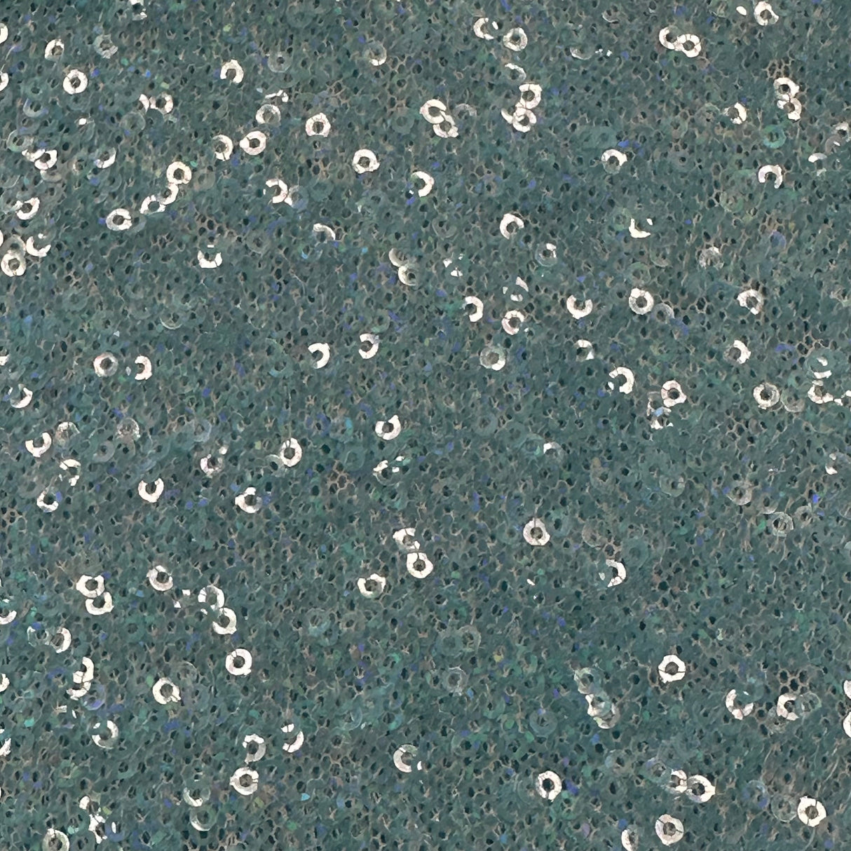 Sequin Mesh Fabric 4-Way Stretch Power Mesh Blue Hologram White Illusion 50"