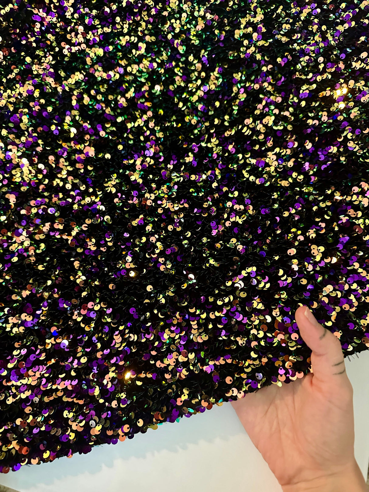 Sequin Velvet in Iridescent Purple
