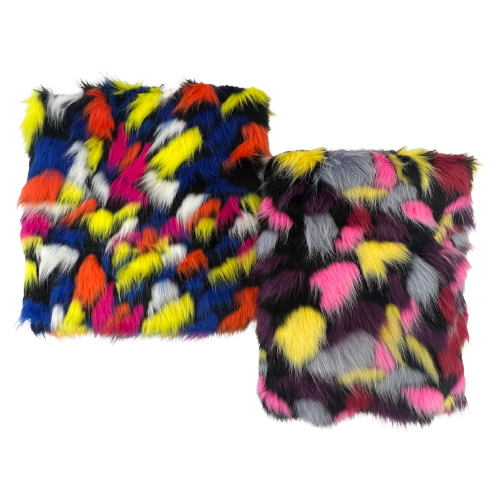 Faux Fur Fabric Puzzled Multicolor 60" Wide