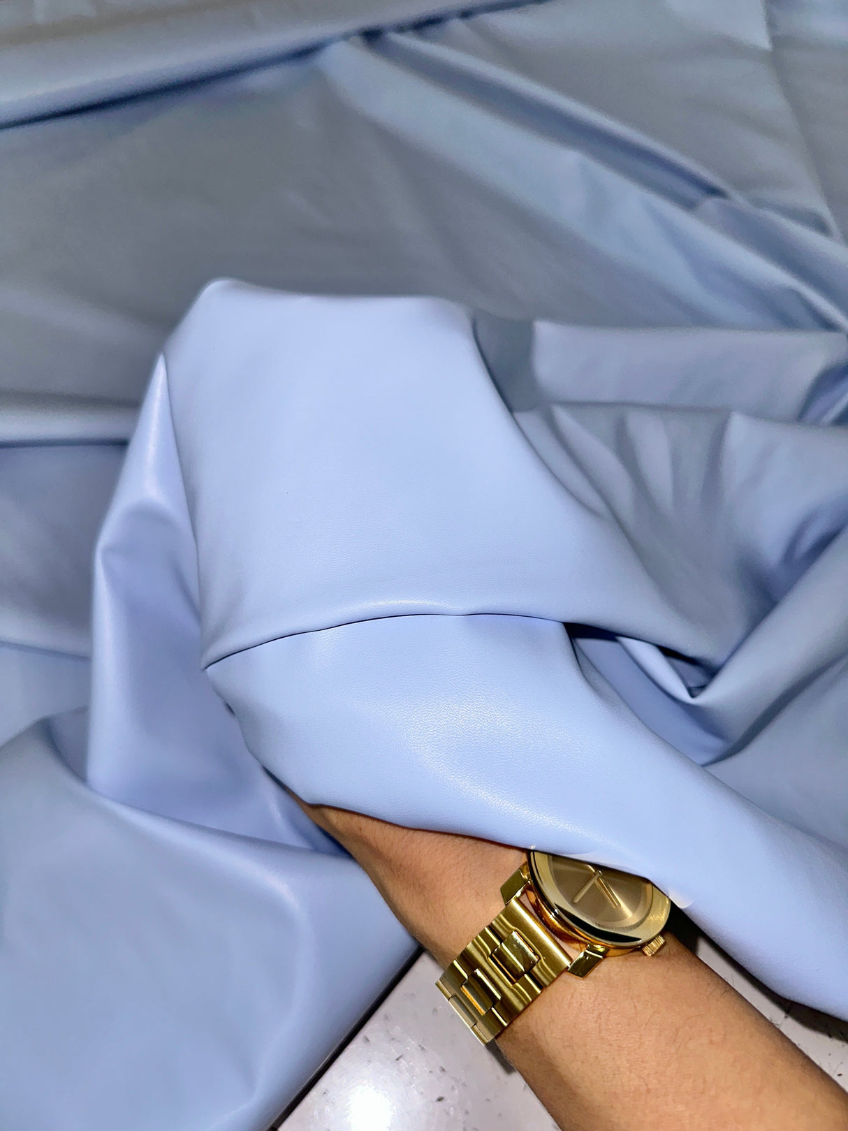Sky Blue Stretch Faux Leather