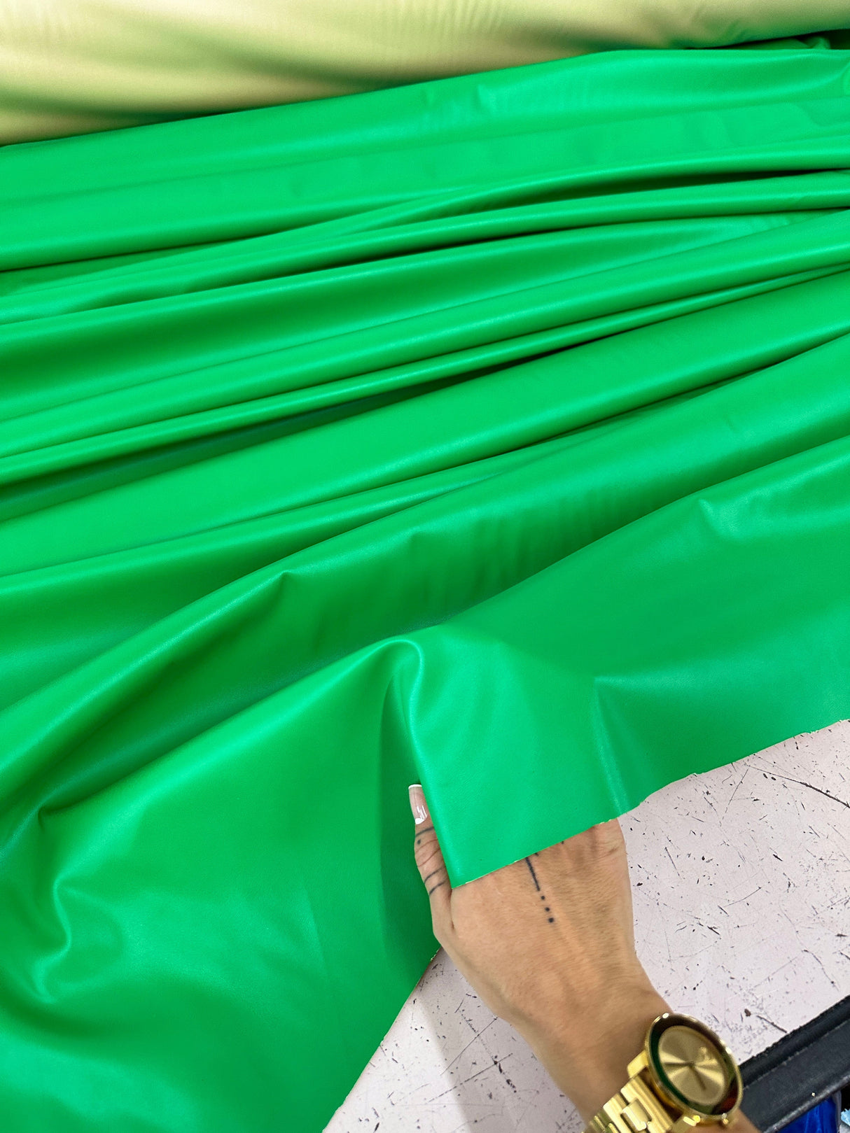 Stretch Faux Leather Kelly Green