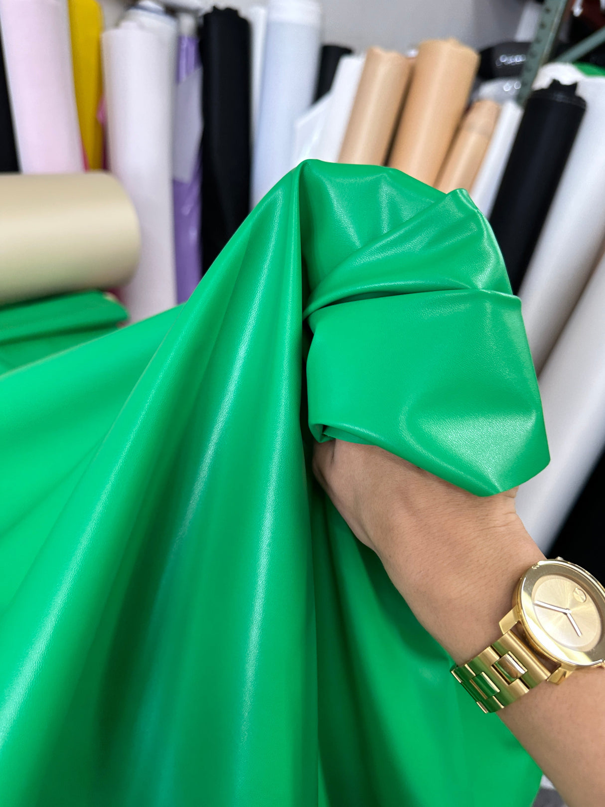 Stretch Faux Leather Kelly Green
