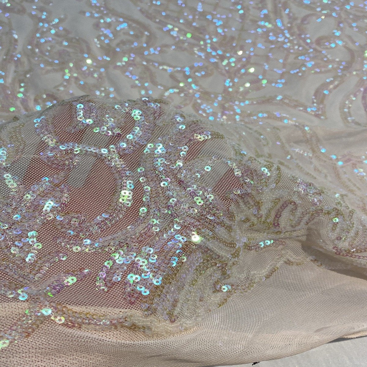 Stretch Sequins Fabric Luna Sequin Mesh