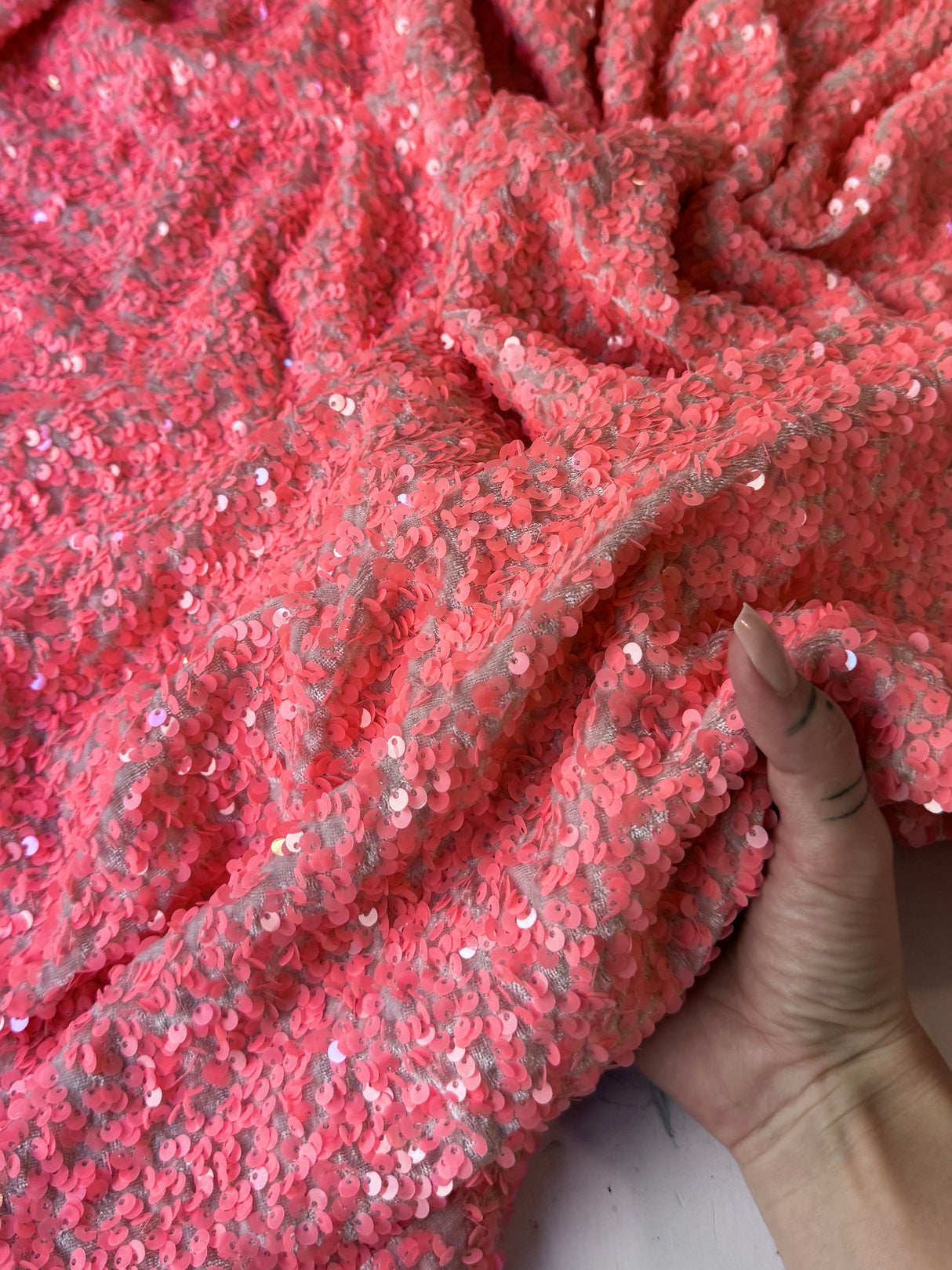 Sequin on Velvet Salmon Pink