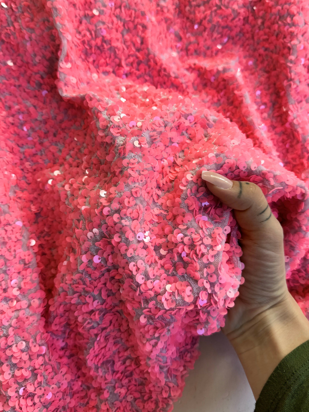Sequin on Velvet Salmon Pink