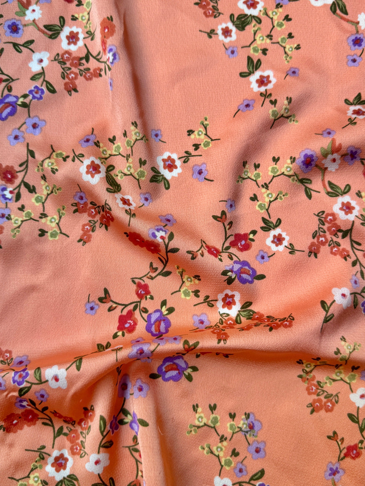 Printed Satin Orange Floral
