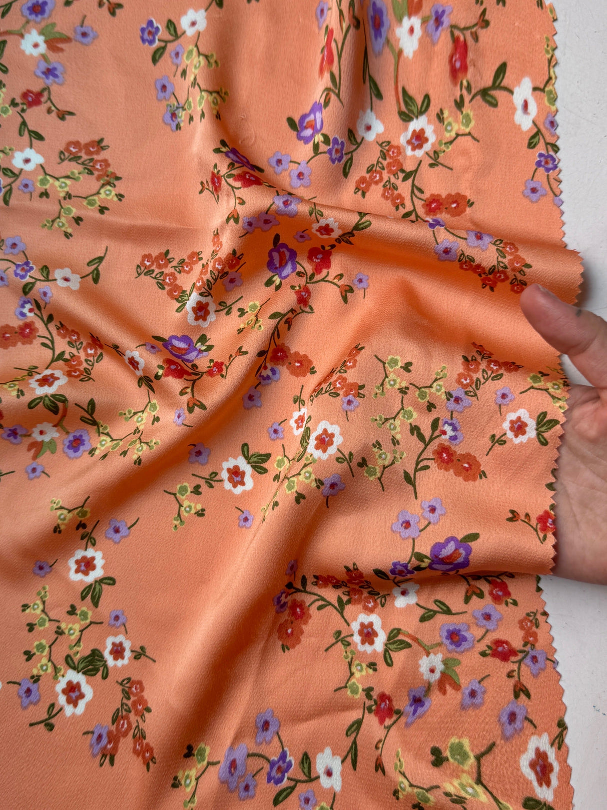 Printed Satin Orange Floral