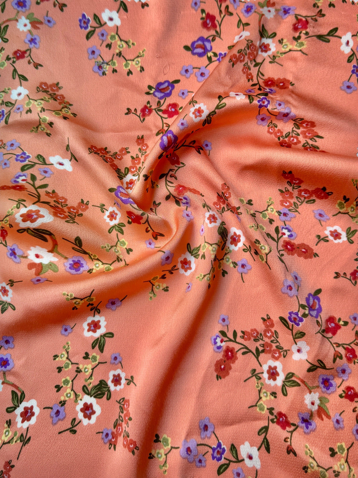 Printed Satin Orange Floral