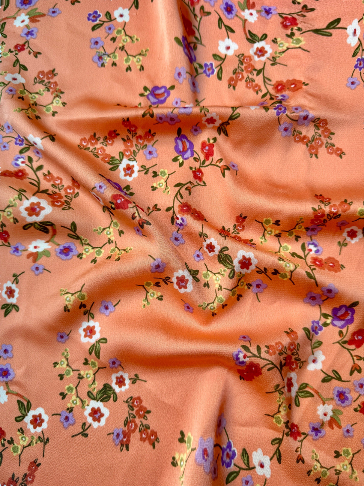 Printed Satin Orange Floral