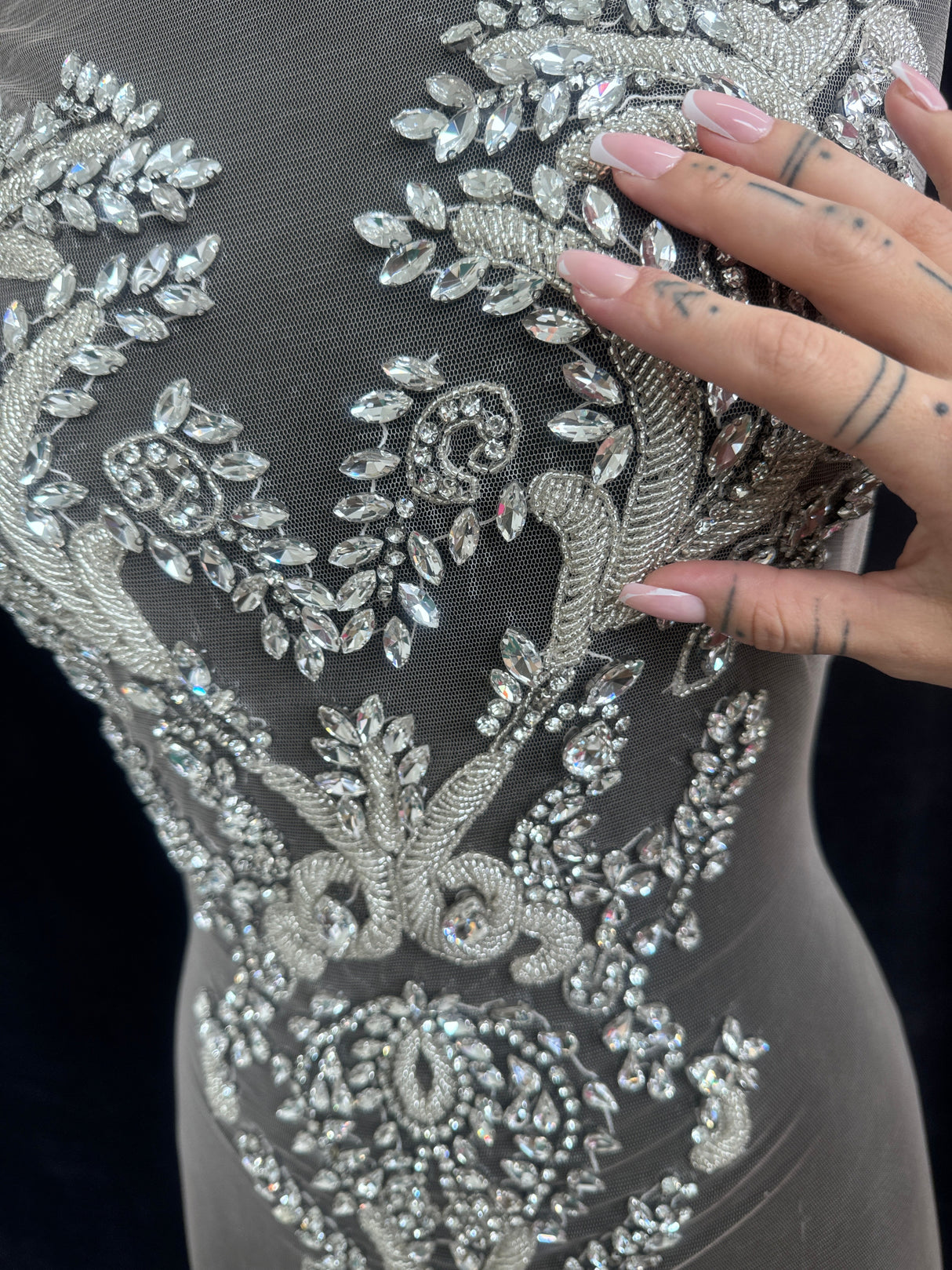 Silver Rhinestone Bodice Appliqué