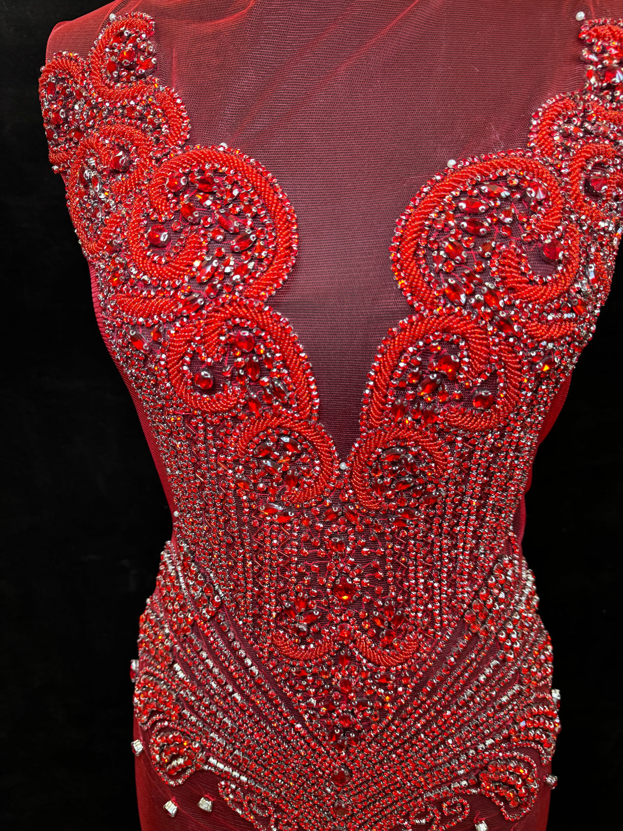 Red Rhinestone Bodice Applique