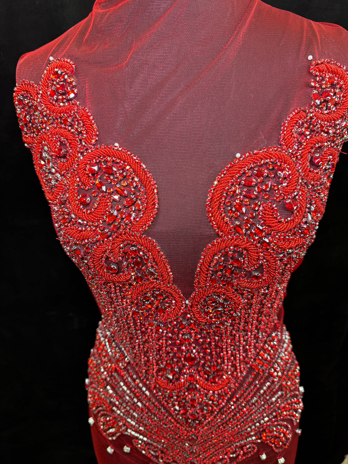 Red Rhinestone Bodice Applique