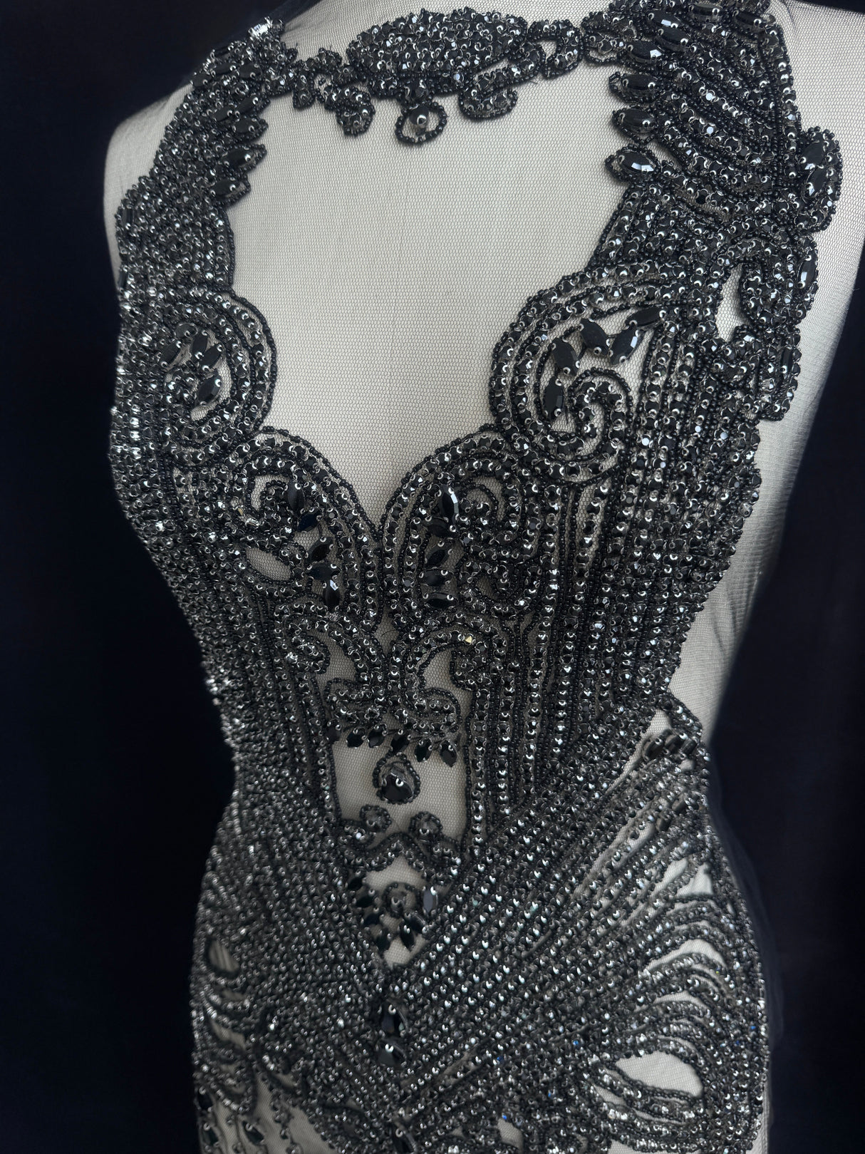 Black Rhinestone Bodice Appliqué