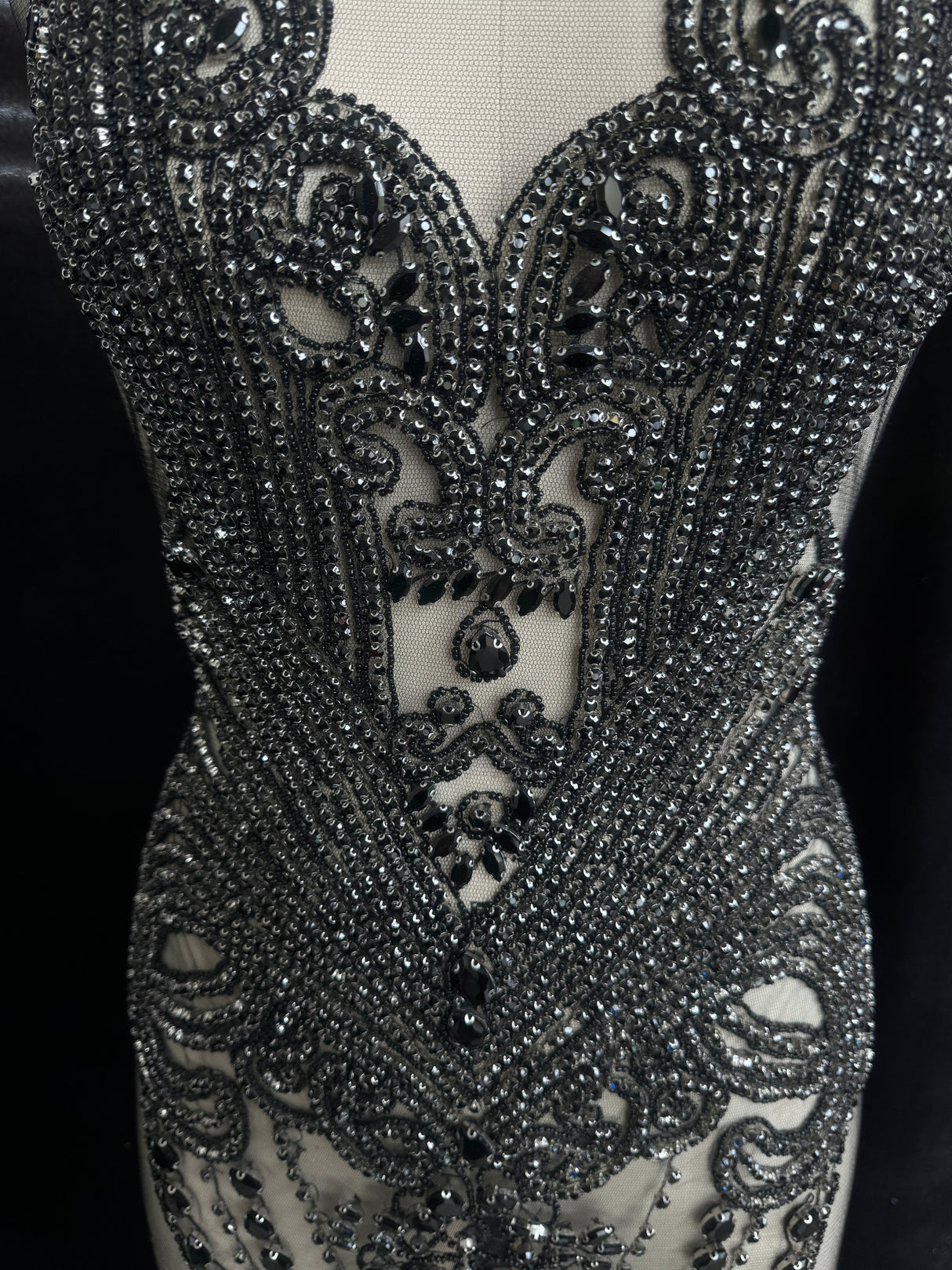 Black Rhinestone Bodice Appliqué