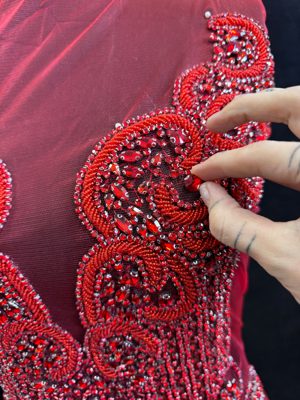 Red Rhinestone Bodice Applique