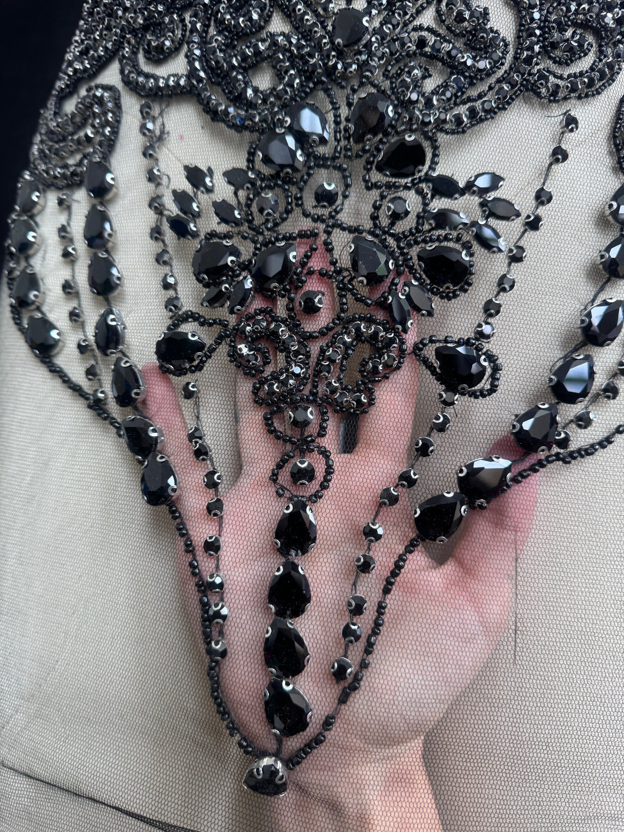 Black Rhinestone Bodice Appliqué
