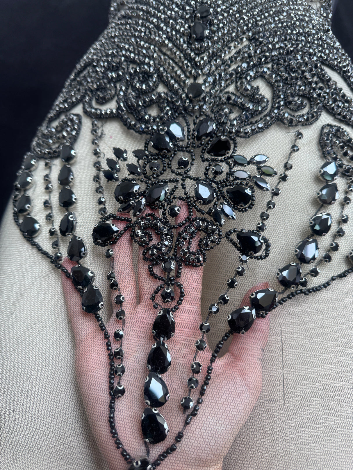 Black Rhinestone Bodice Appliqué