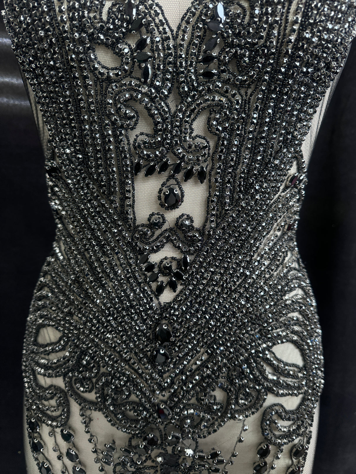 Black Rhinestone Bodice Appliqué