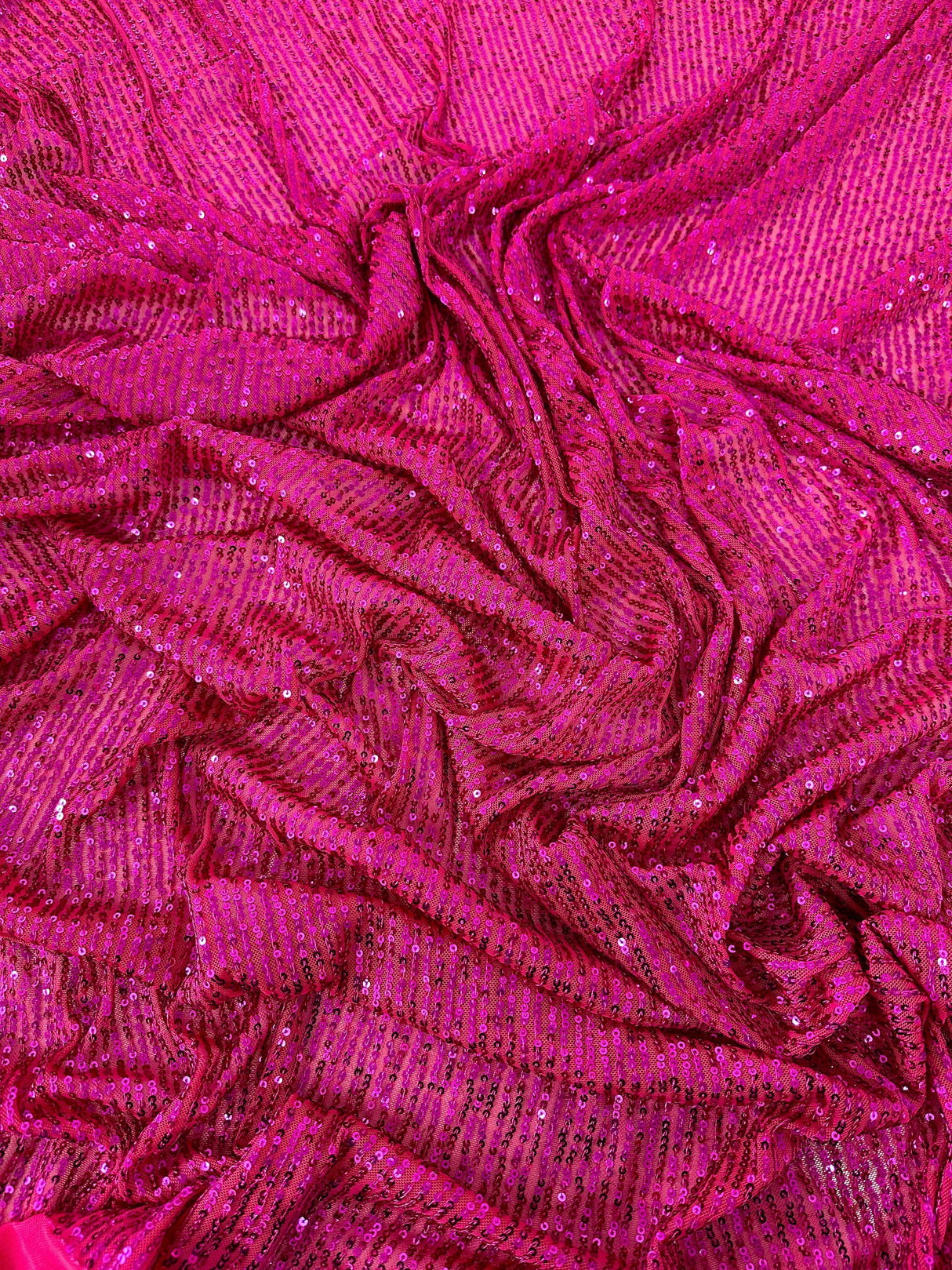 Stretch Sequin on Mesh Fuchsia