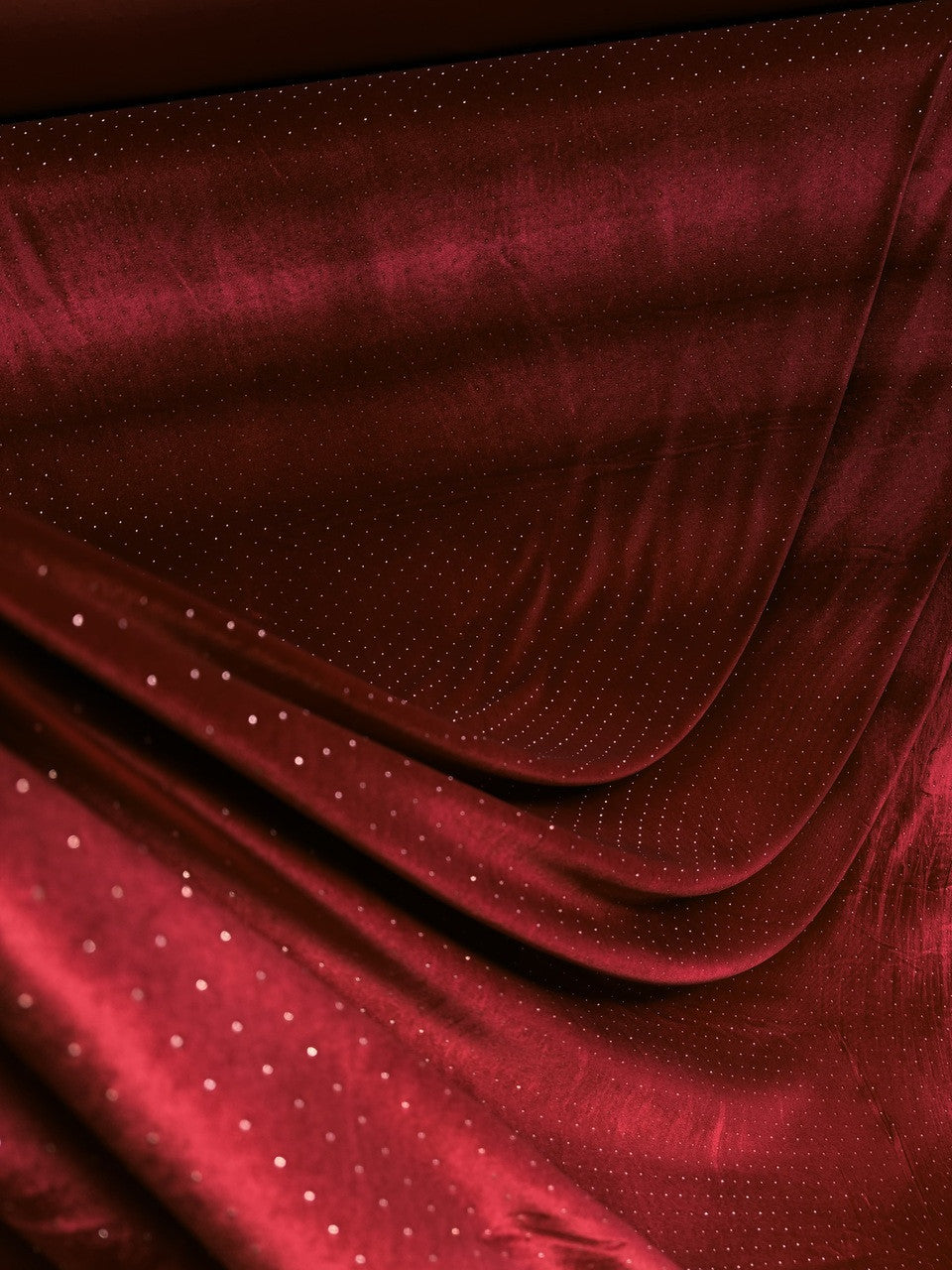 New Studded Velvet Polyester Spandex Fabric - Studded Velvet, Red, Green, Midnight Blue, Black, Brown, 58-60" Width