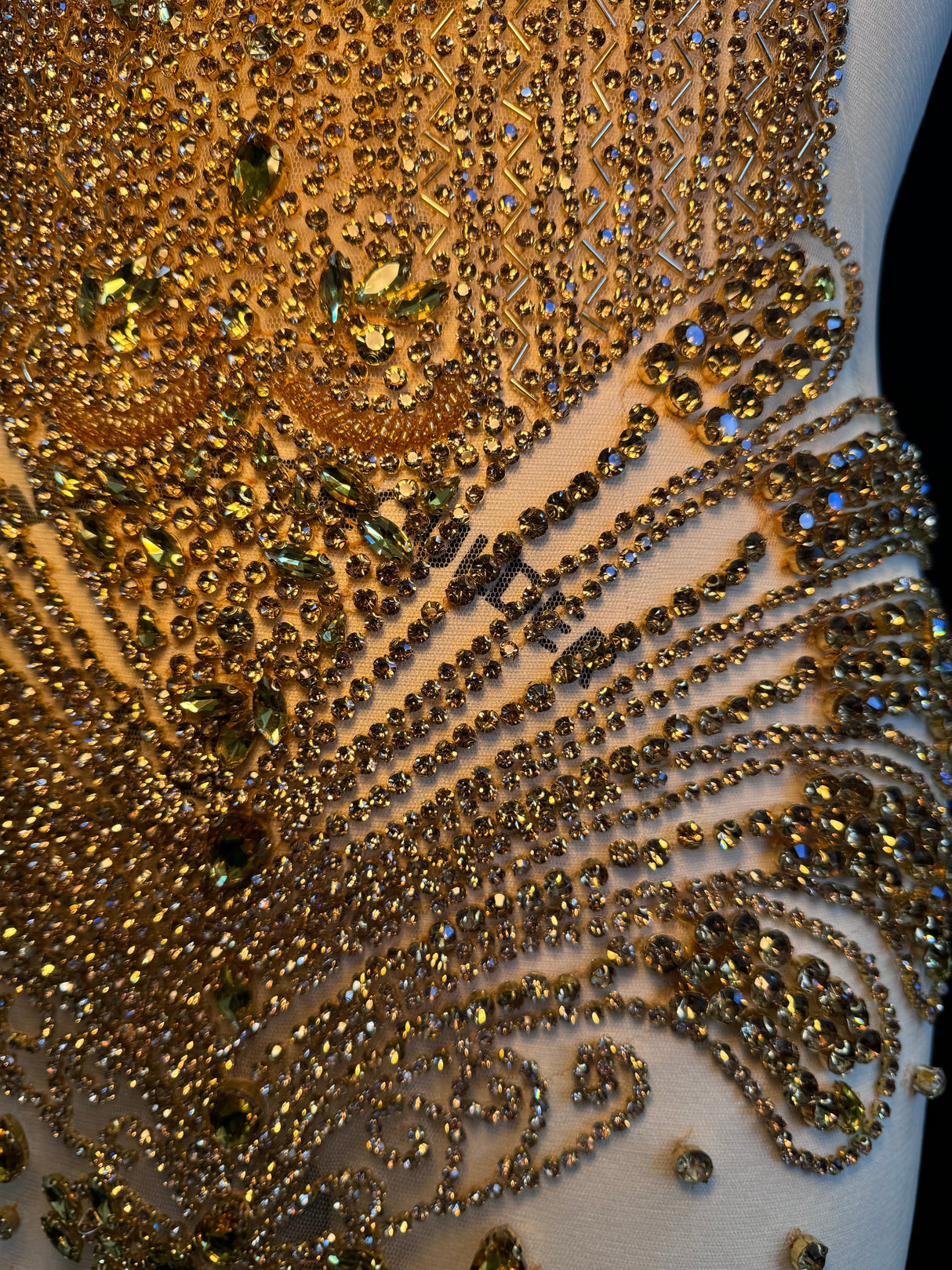 Gold Rhinestone Bodice Applique