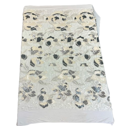 Stretch Sequins Floral Fabric Multicolor