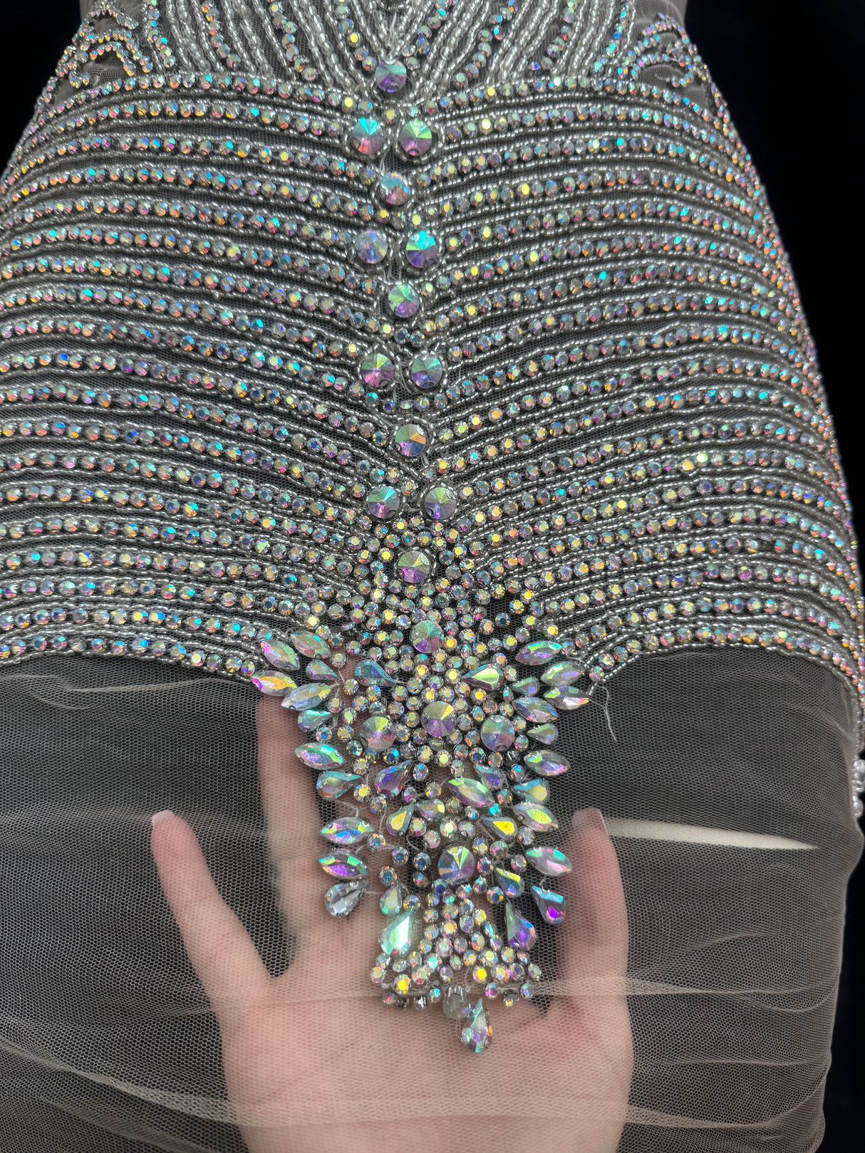Silver Rhinestone Bodice Appliqué