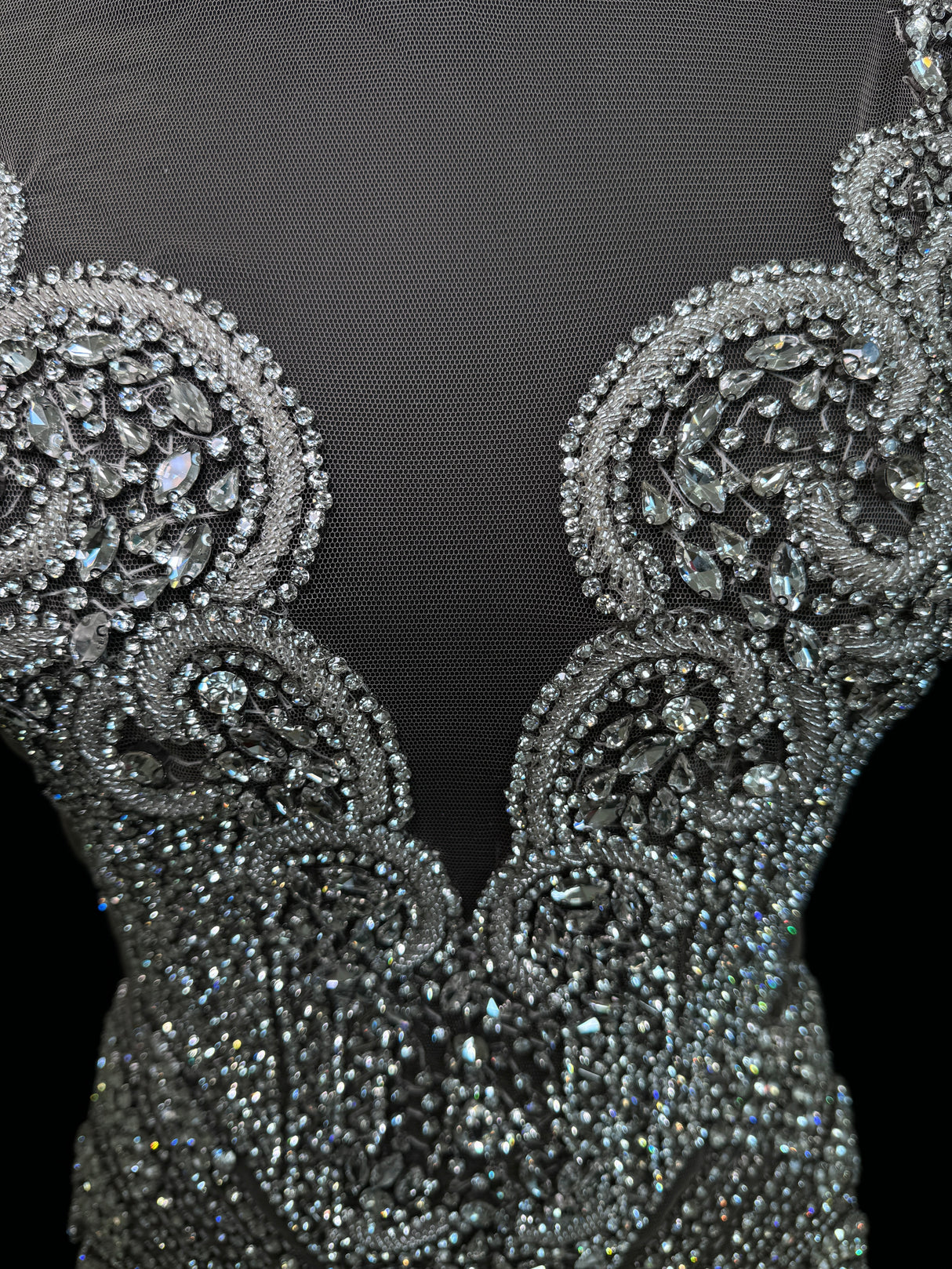 Silver Rhinestone Bodice Applique
