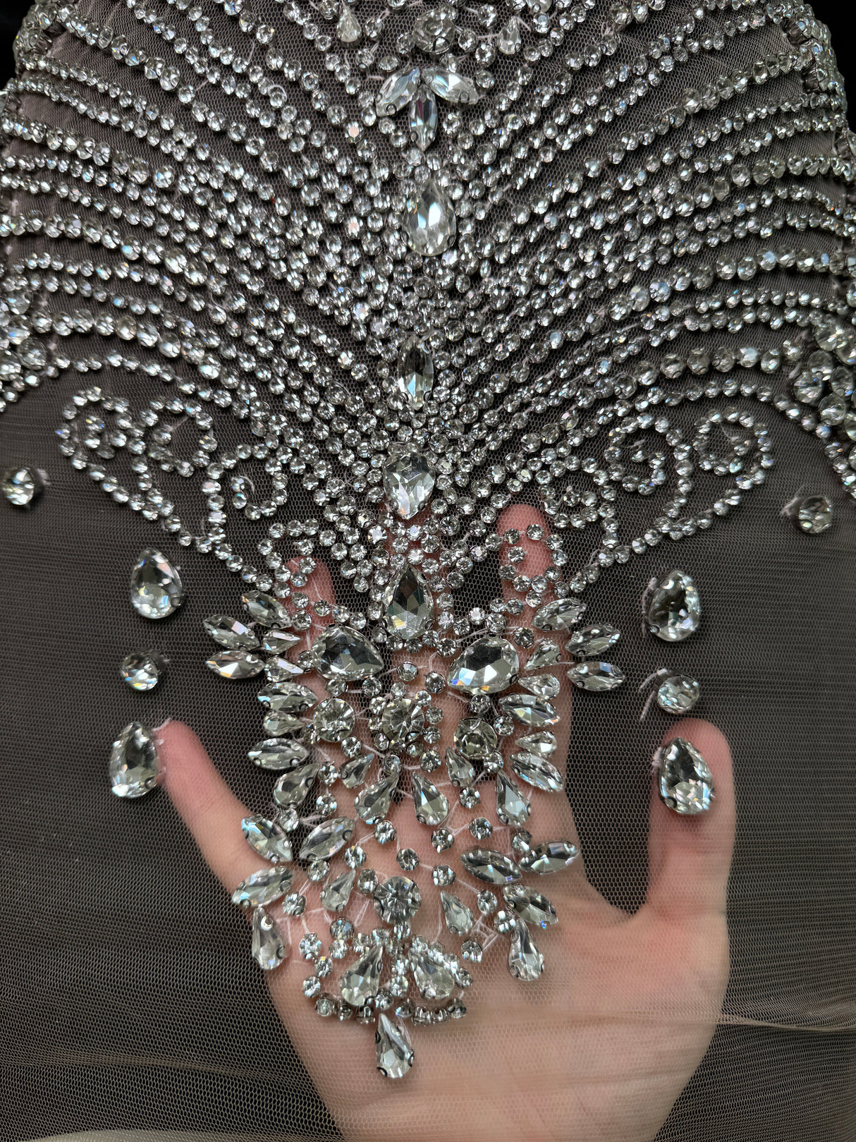 Silver Rhinestone Bodice Applique