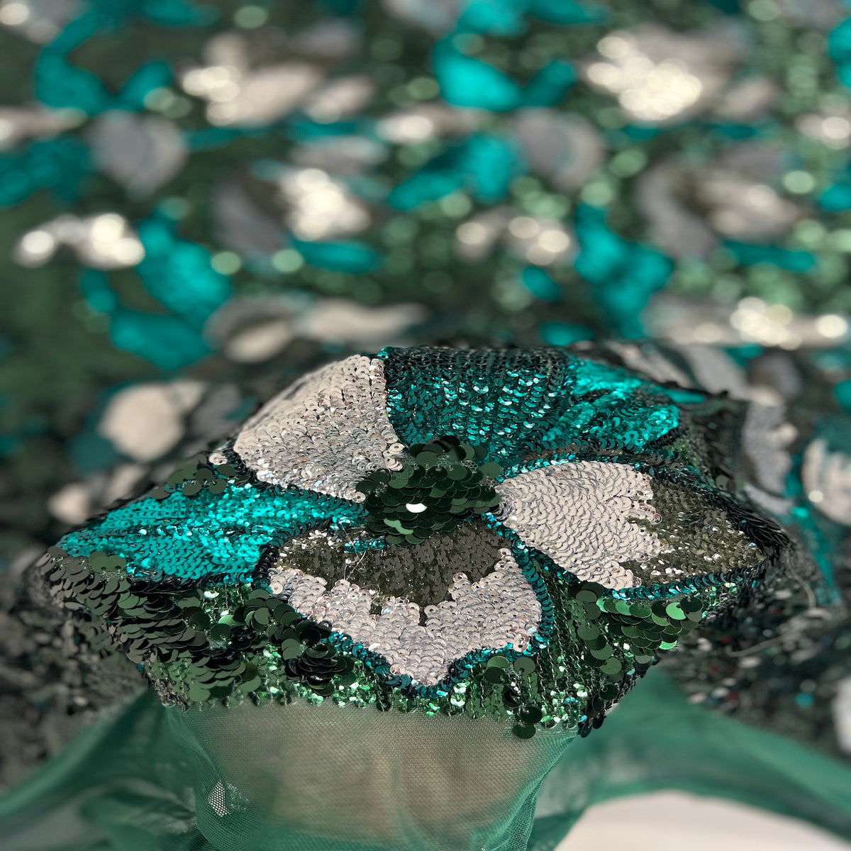 Stretch Sequins Floral Fabric Multicolor