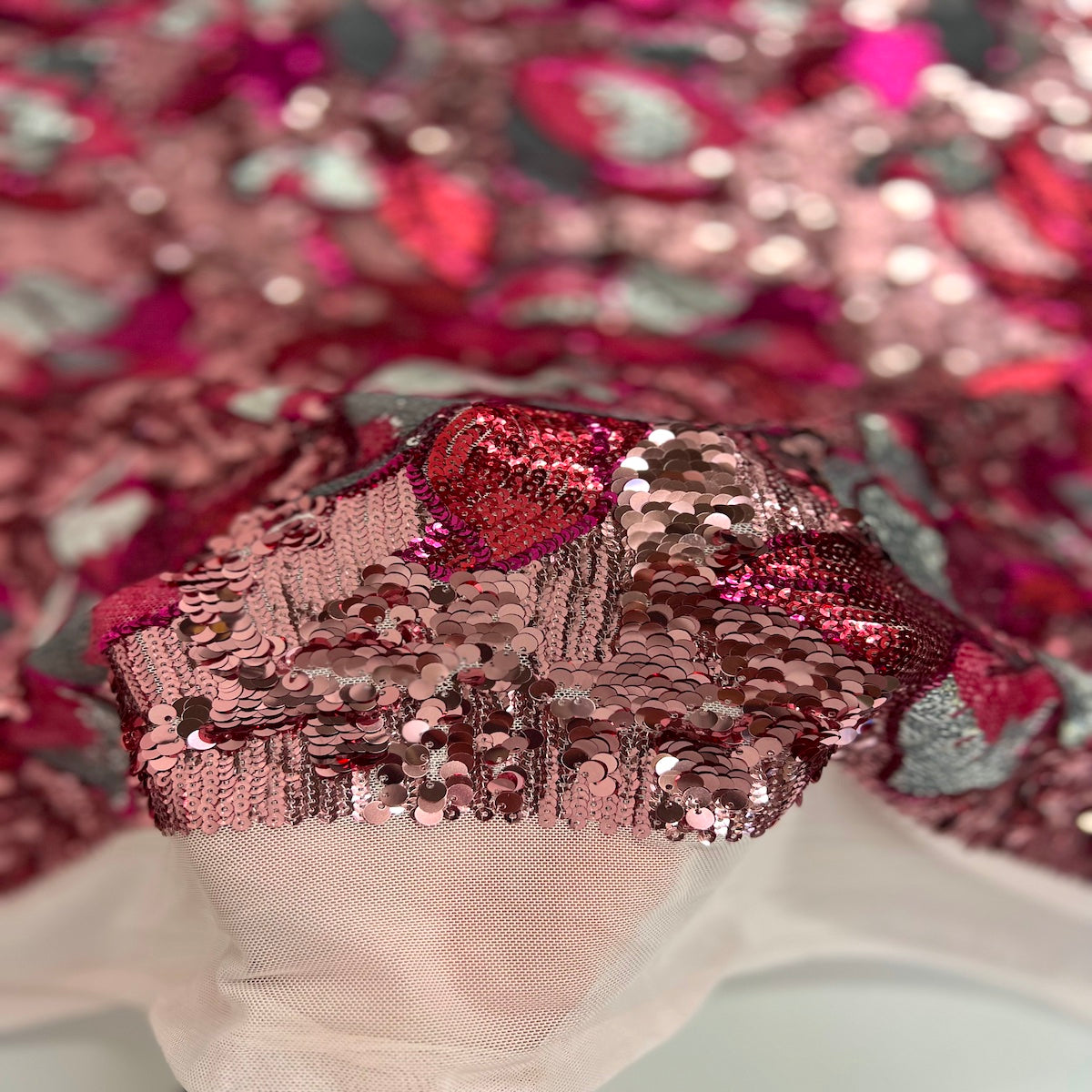 Stretch Sequins Floral Fabric Multicolor